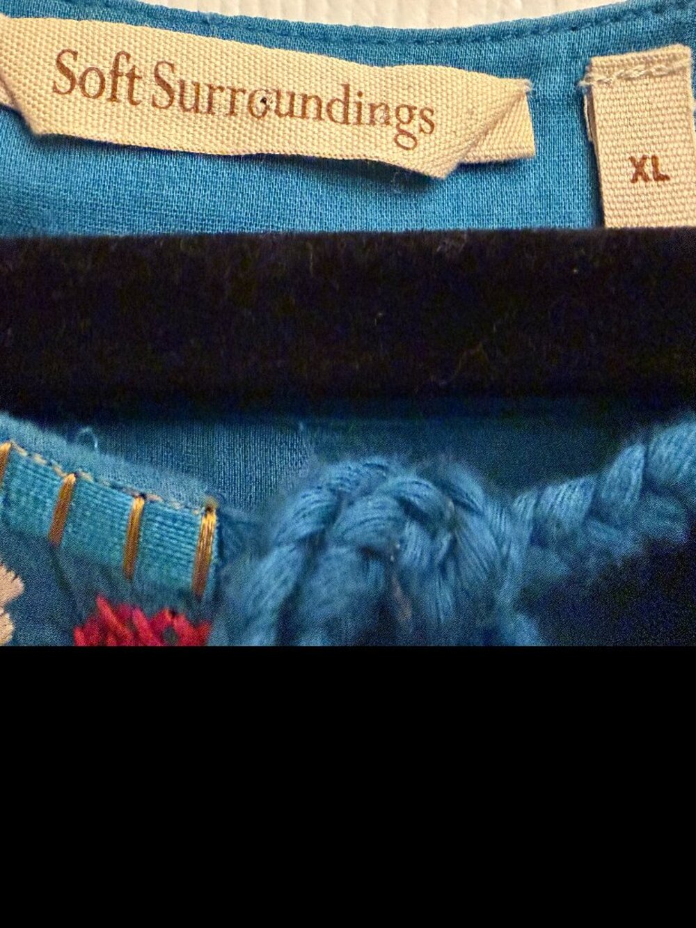 SOFT SURROUNDINGS teal blue floral boho tunic top (XL) - Picture 8 of 9